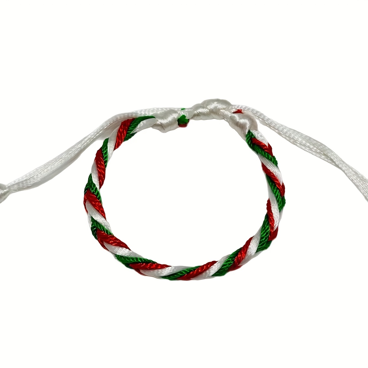 Braided Rope Bracelet Middle Eastern Flag Scheme Red Green Gray