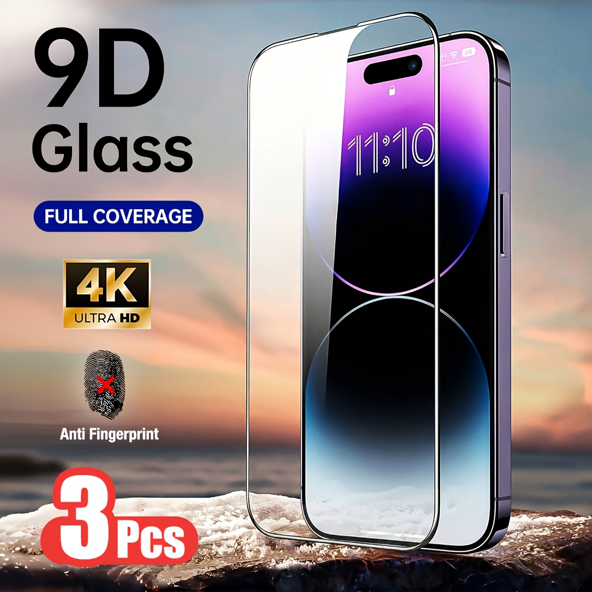 3pcs 9D Full Coverage Tempered Glass Screen Protectors - for Iphone 17 Pro Max, 17 Air, for Iphone 16 Pro Max, 16E, 15, 14 Plus, 13, 12, 11 Pro Max, X, XS MAX, XR, HD Transparent, Scratch-Resistant, Bubble-Free Installation, Case Compatible
