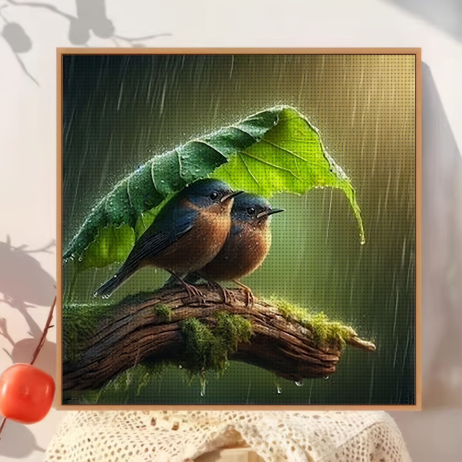11CT Beginner Cross-Stitch Kit, Two Birds Under Leaves