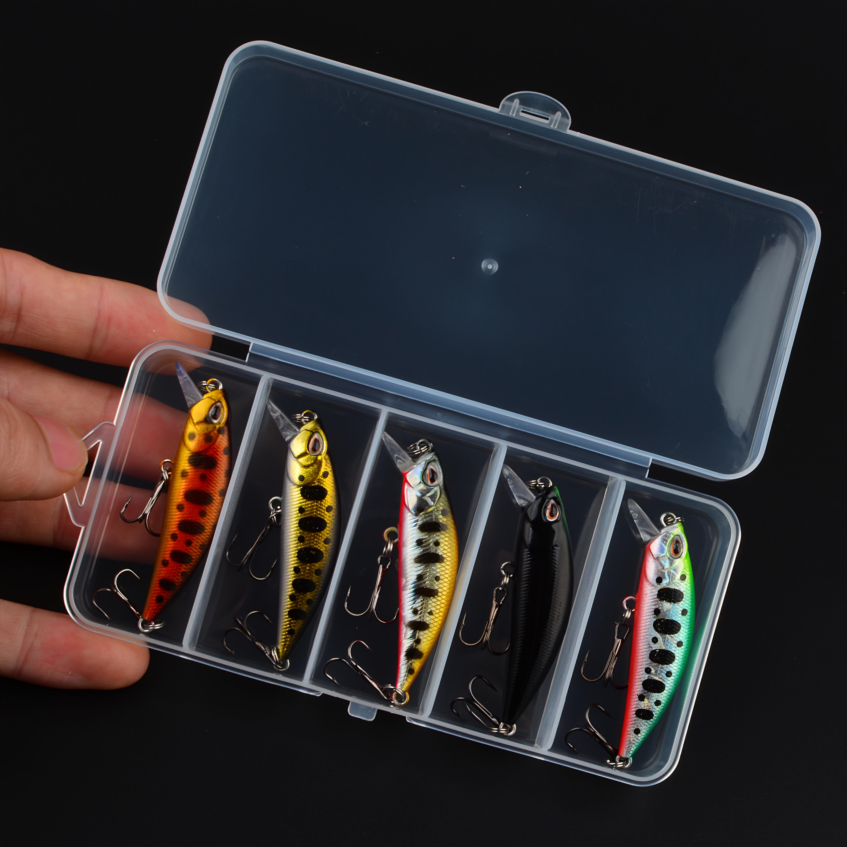 TEMU 5pcs/box Sinking Minnow Fishing Lures Artificial Bait Lifelike Swimming Posture 3d Wobbler Hard Bait Fishing Tackle