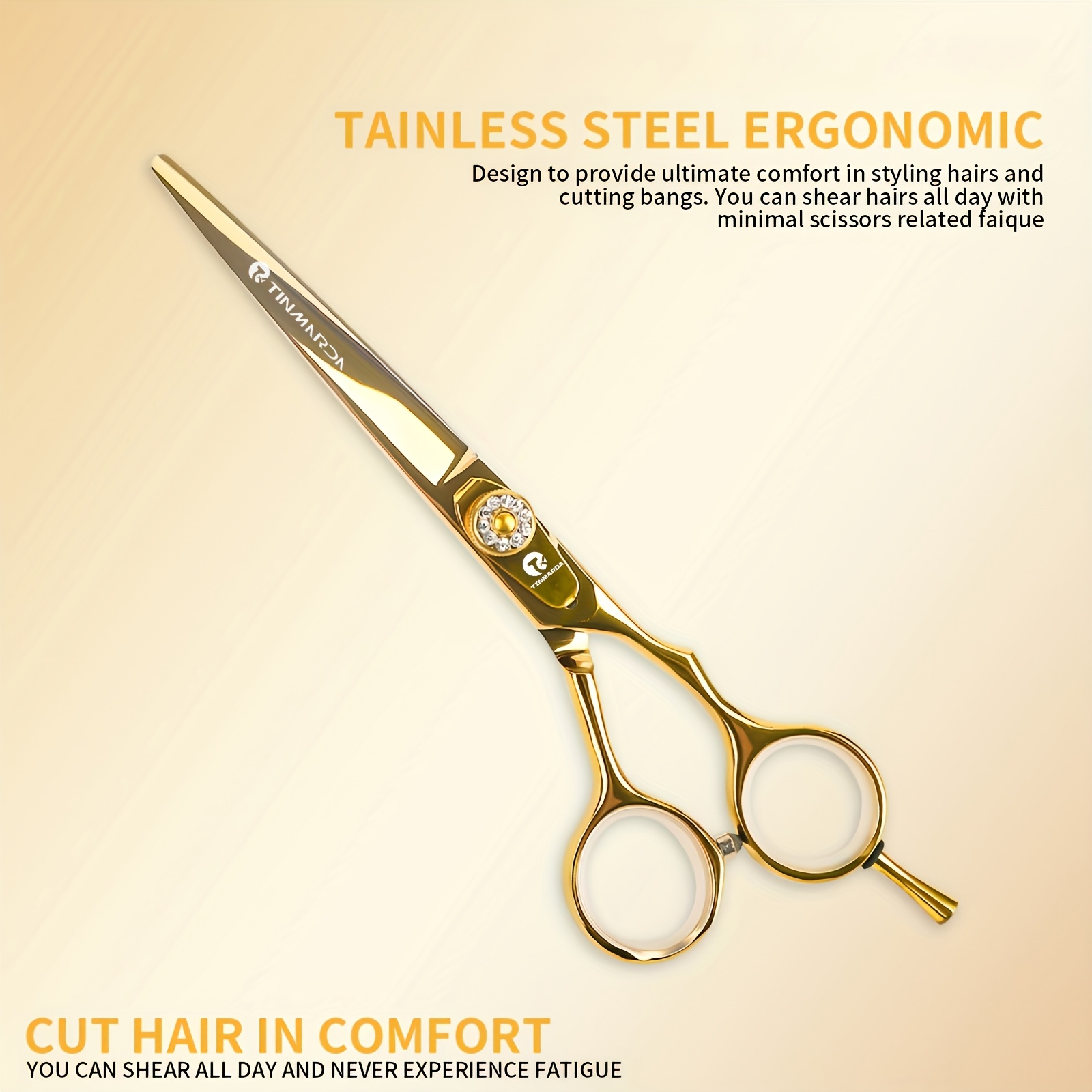 E-shop 1 Stück TINMARDA Professionelle Friseurschere - Rasierklingen-Scheer mit Goldfinish, Hochwertige Konstruktion für Salon, Friseurshop & Zuhause –