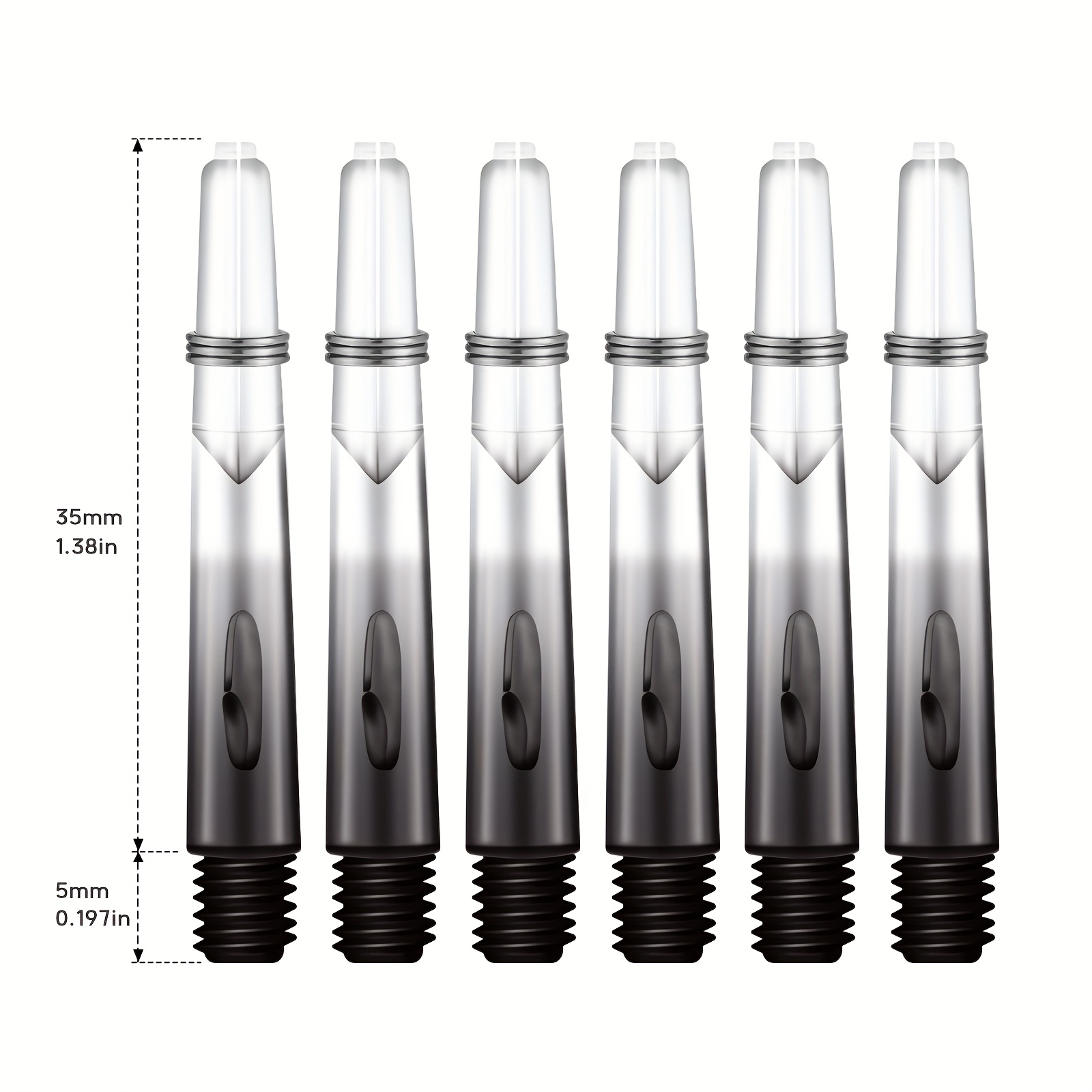 Replacement Dart Shafts Set 6 Colors 40mm Polycarbonate Standard 2ba Thread Flight Additions