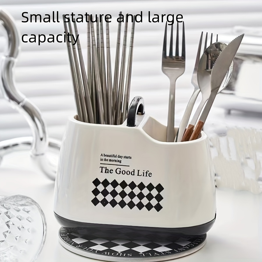 1pc modern plastic utensil holder kitchen cutlery caddy flatware storage organizer spoon and fork container countertop decor home kitchen essentials details 2