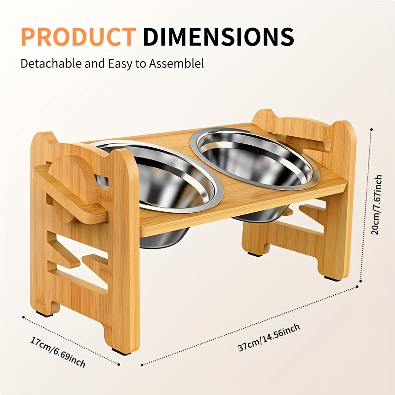 

Adjustable Height Feeder Stand With 2 Stainless Steel Bowls - Ergonomic Raised Design For Neck , Detachable & Easy To , Food & Water, Large Dog Feeder