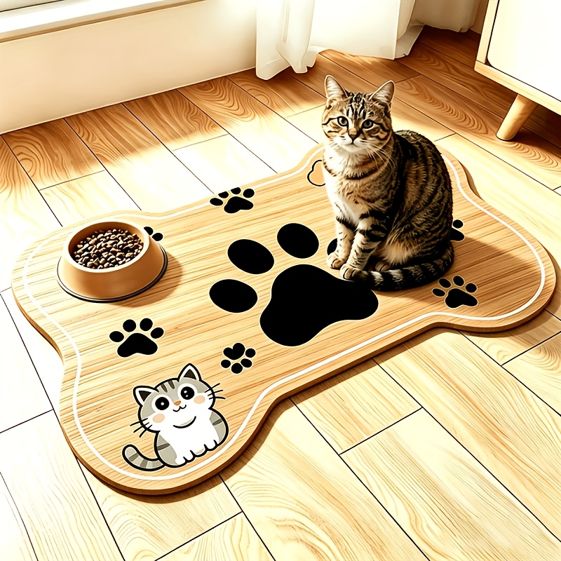 TEMU Tappetino per alimenti per animali domestici con stampa cartoon di gattini e cuccioli - Antiscivolo, resistente all'umidit�, facile da pulire,