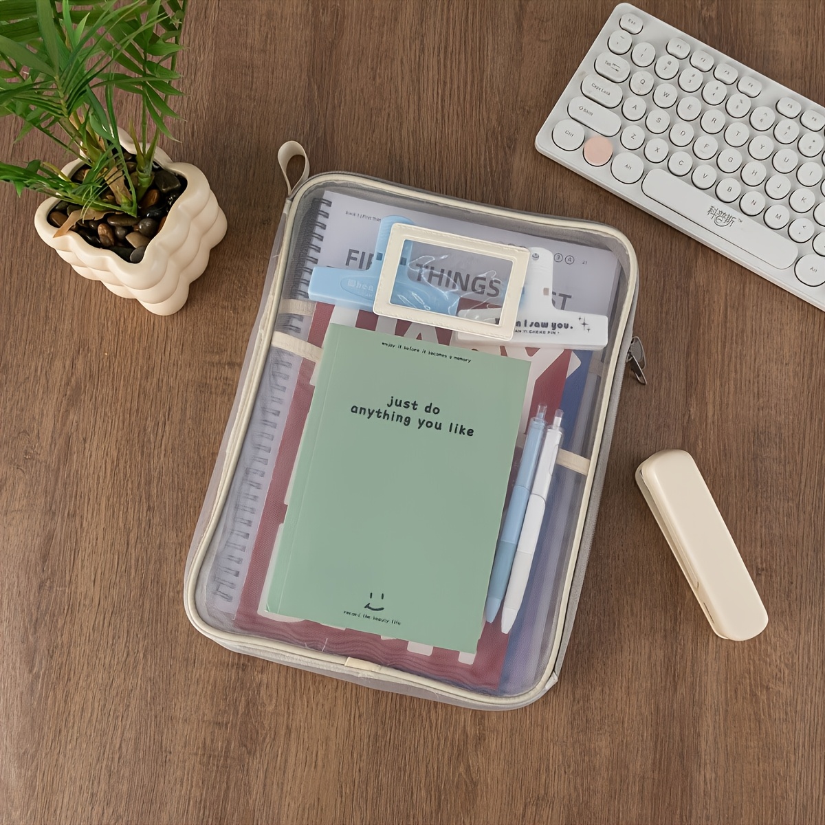 E-shop Verdickte 3-Schichten Mesh-Organizer-Tasche mit L-Reißverschluss – Große Schulbüro-Tasche für Prüfungen, & Zubehör, langlebig & tragbarer