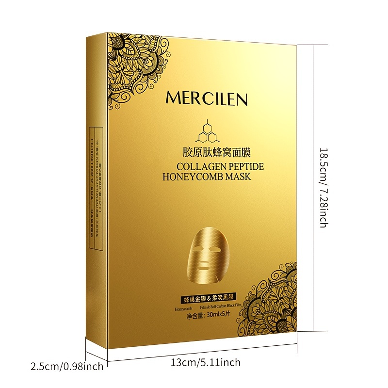 5pcs Golden Collagen Peptide Mask with Hyaluronic Acid