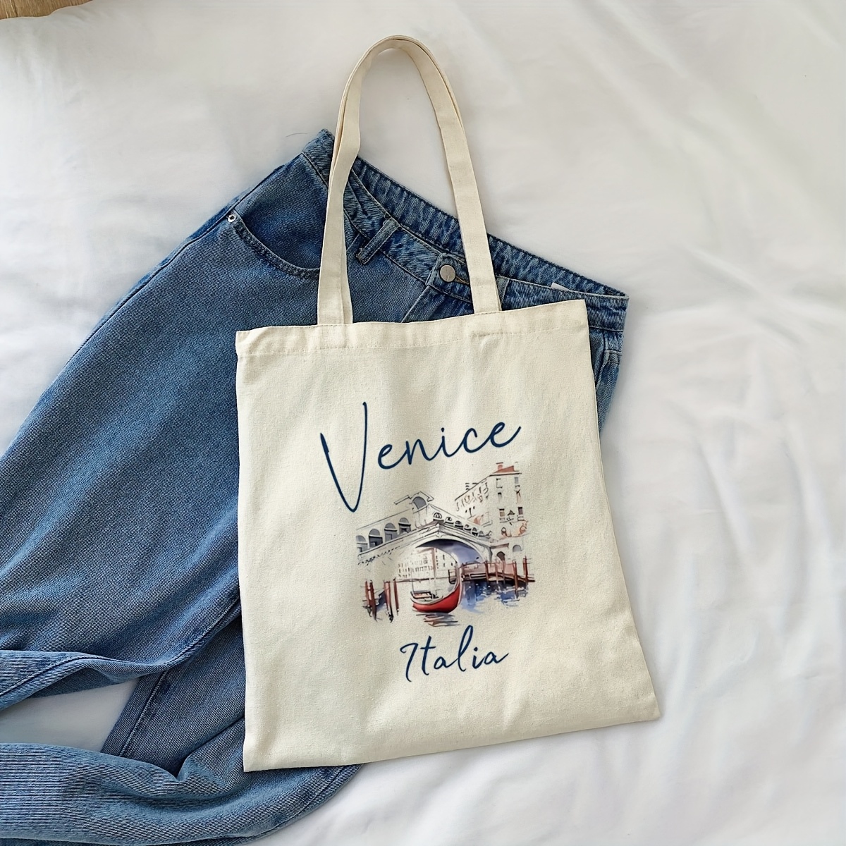 womens venice italy line art tote bag reusable shopping bag Temu