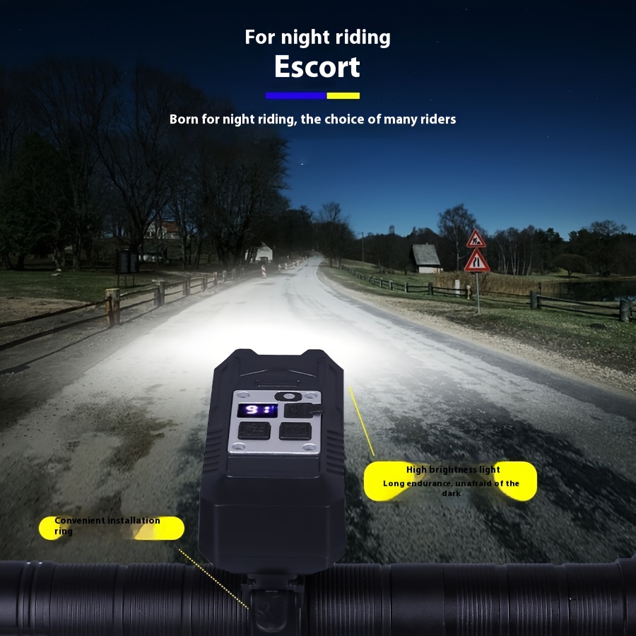 Rechargeable Bicycle Night Light - 1000 Lumens High Brightness, 10 LEDs, ABS Housing, USB Powered, Ideal for Mountain Biking and Night Riding, Bike Lights for Night Riding, Sleek Cylindrical Design, Durable Plastic Body