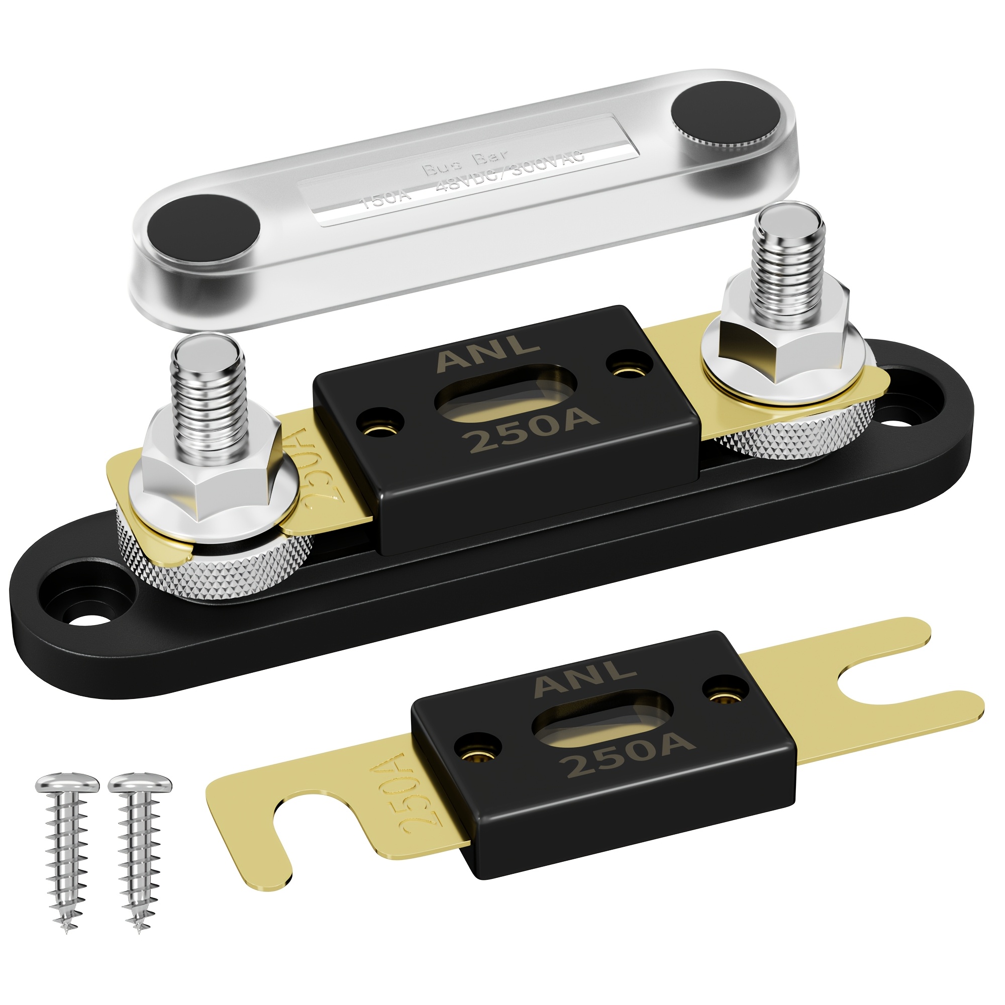 TEMU Support de fusible Anl avec arbre M8 | Bloc de fusible audio/batterie en ligne robuste avec couvercle de protection transparent,