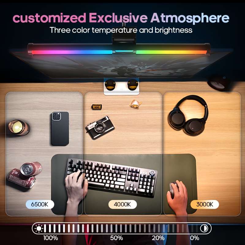 RGB Adjustable LED Double-Sided Screen Light Strip with Remote