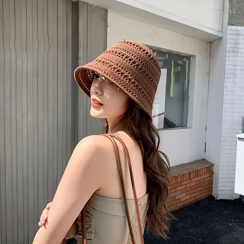 womens lightweight crochet bucket hat wide brim sun hat Temu Kuwait