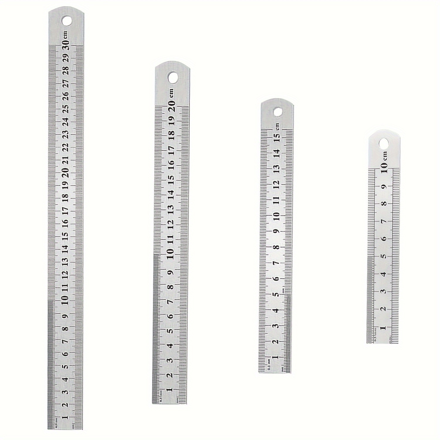 

4pcs/pack Stainless Steel Rulers, Double Sided Metal Rulers Steel Rulers For Students, Architects, Teachers 10 15 20 30 Cm