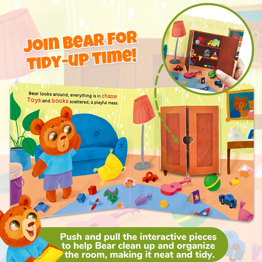 Bear's Tidy Up Time Push-Pull Book for Good Habits