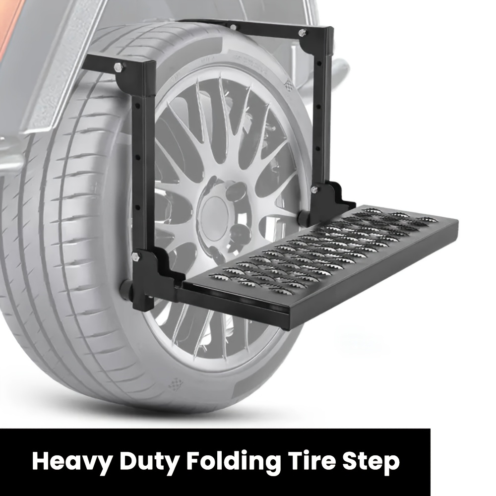 TEMU Adjustable Heavy Duty Tire Step For Truck, Suv And Rv, Non-slip Steel Surface, From 10'' To 14'' Rated Up To 300 Lbs, And Adjust, Tire Pedal,