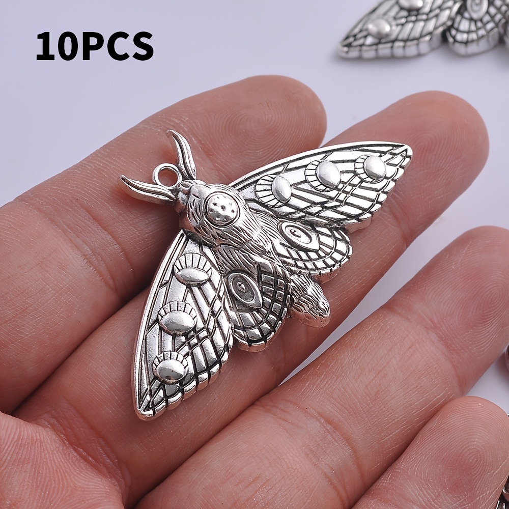 TEMU Set Of 10 Retro Silvery Moth Embossed Metal Additions For Handmade Jewelry Materials. The Delicate And Intricate Embossed Texture Restores The