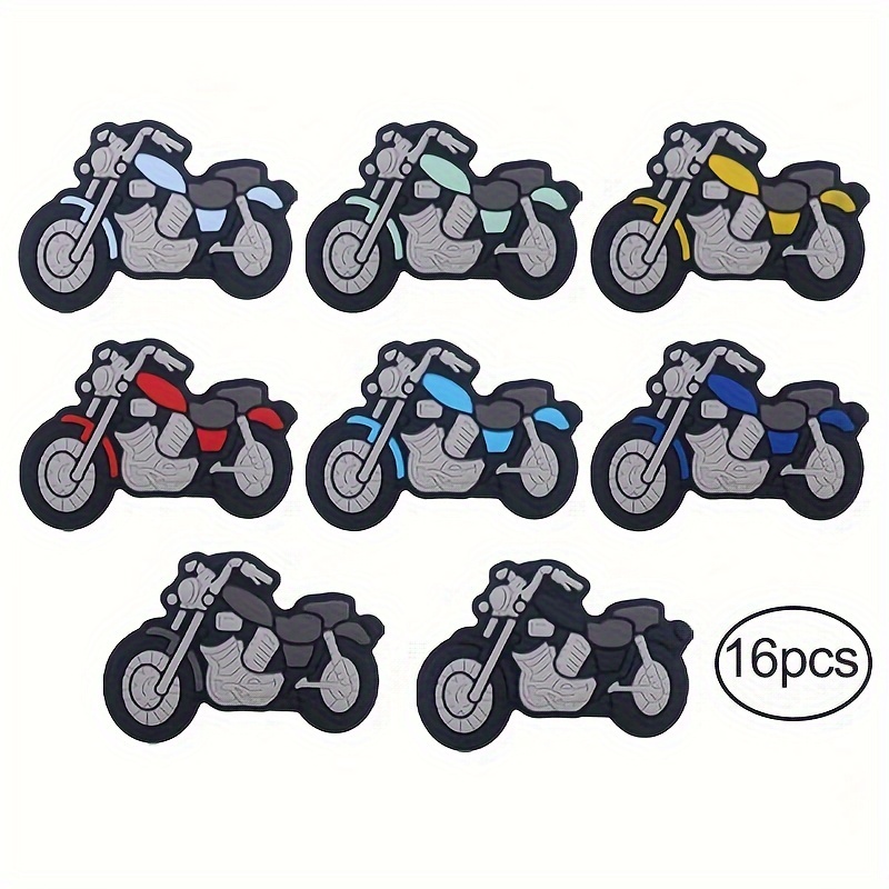 

16pcs Assorted Motorcycle-shaped Silicone Cartoon Flat Spacer Loose Colorful Beads Diy Craft Supplies For Necklace Bracelet Jewelry Making Accessories