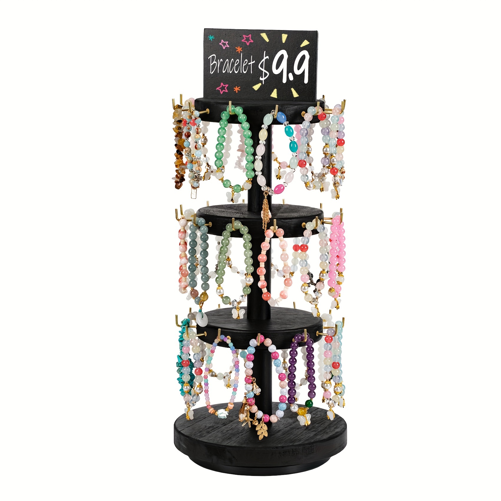 

Wood Bracelet Holder 3 Wooden Rotating Bracelet Display Stand, Stand Display Adversitsing 36 For Bracelet Keychain Display Stands For ,