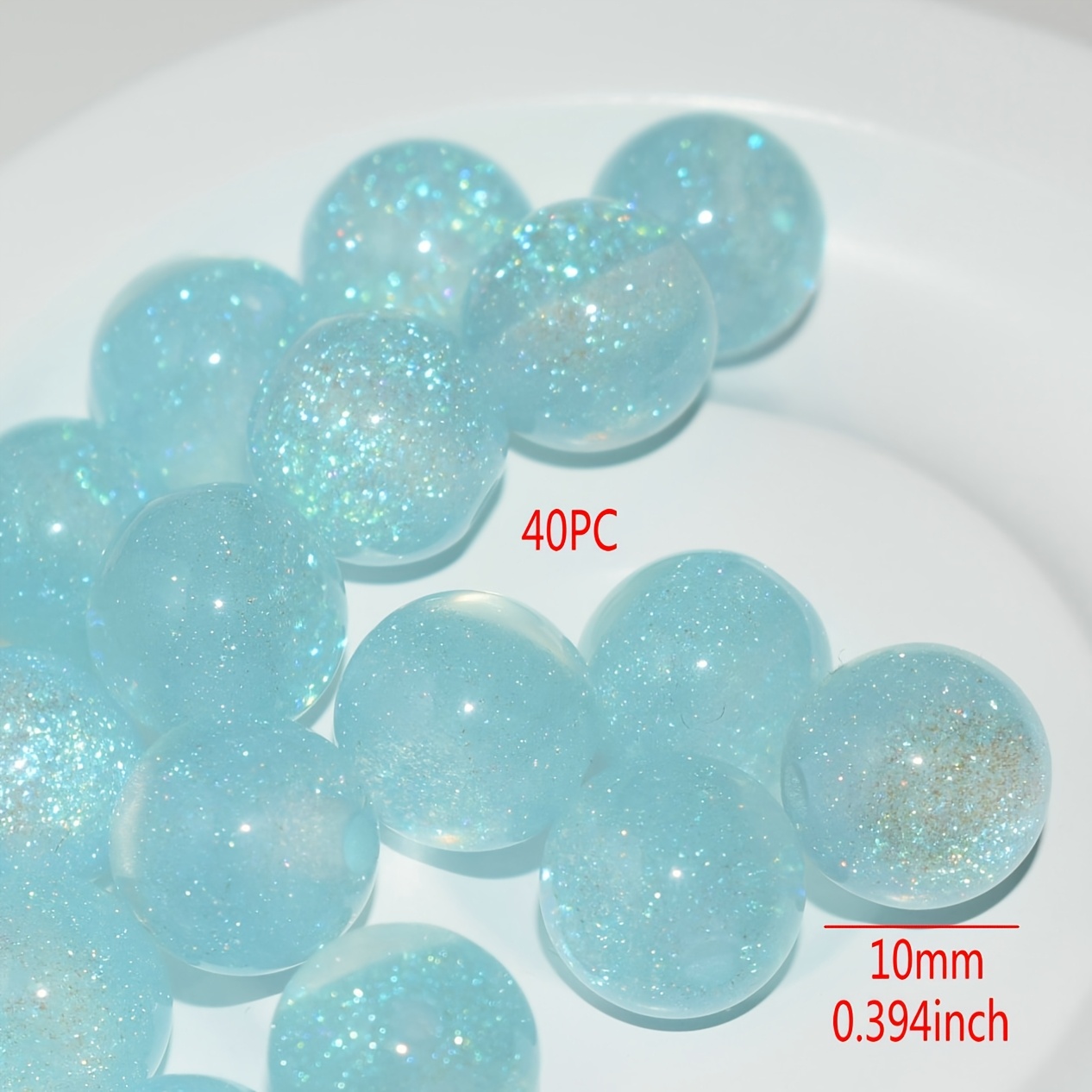 E-shop 40 Stück 10mm Glitzer Lose Perlen Armband Schmuckherstellung Teile Ergänzungen Runde Perle, Muttertag Geschenkidee, Geschenk für Freunde