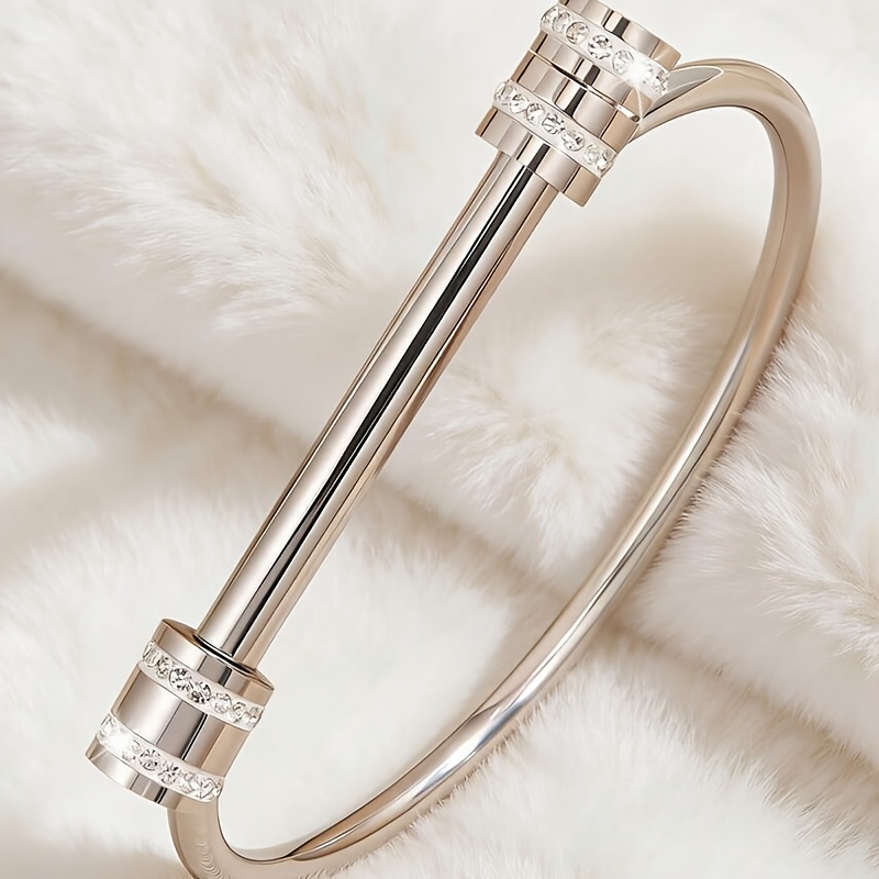 Unisex Trendy Nut Open Stainless Steel Bangle, Stackable Daily Wear