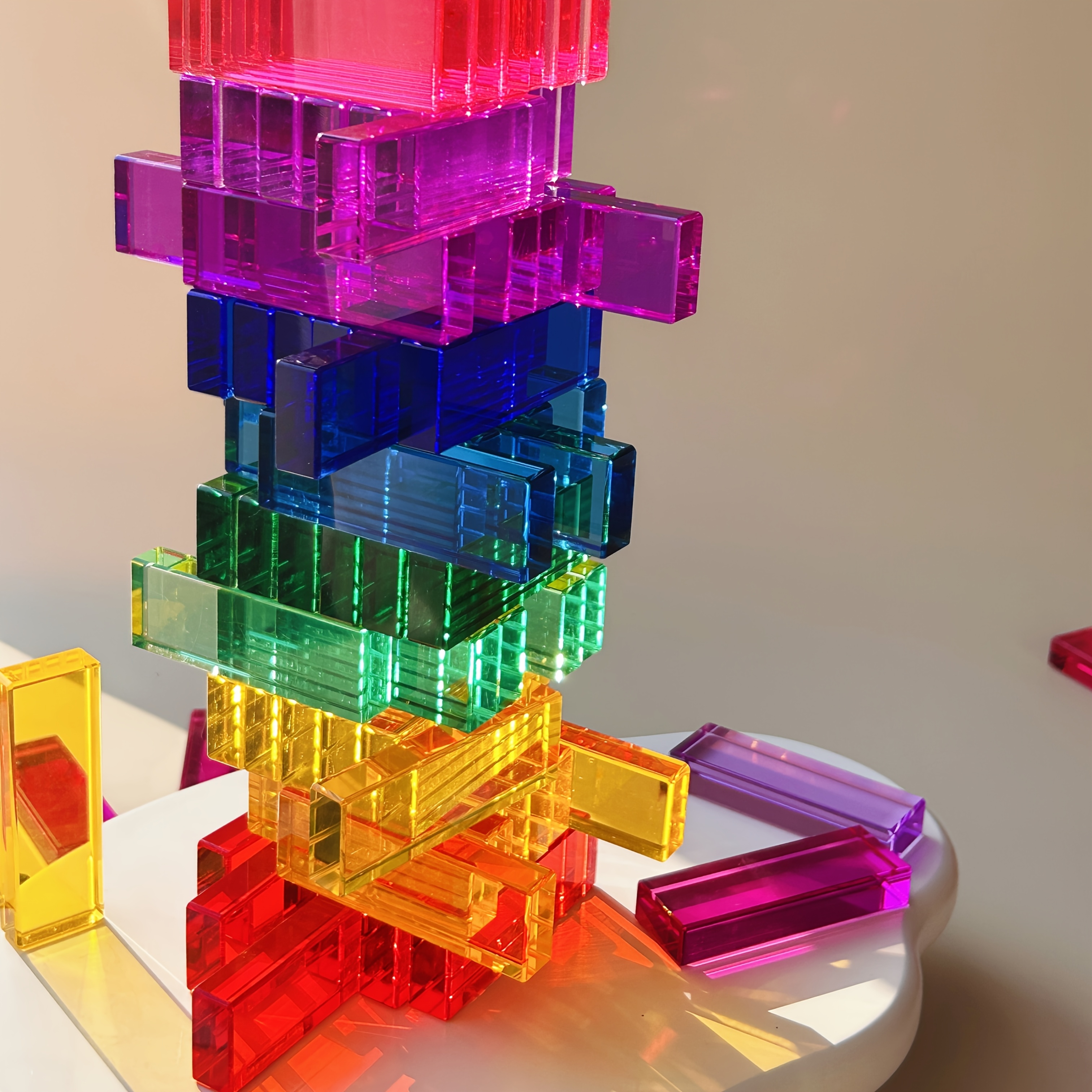 item picture 20pcs 40pcs high   acrylic material colorful domino puzzle toys colorful educational building blocks  ow creative stacking toys suitable for home and office deco tion christmas gifts