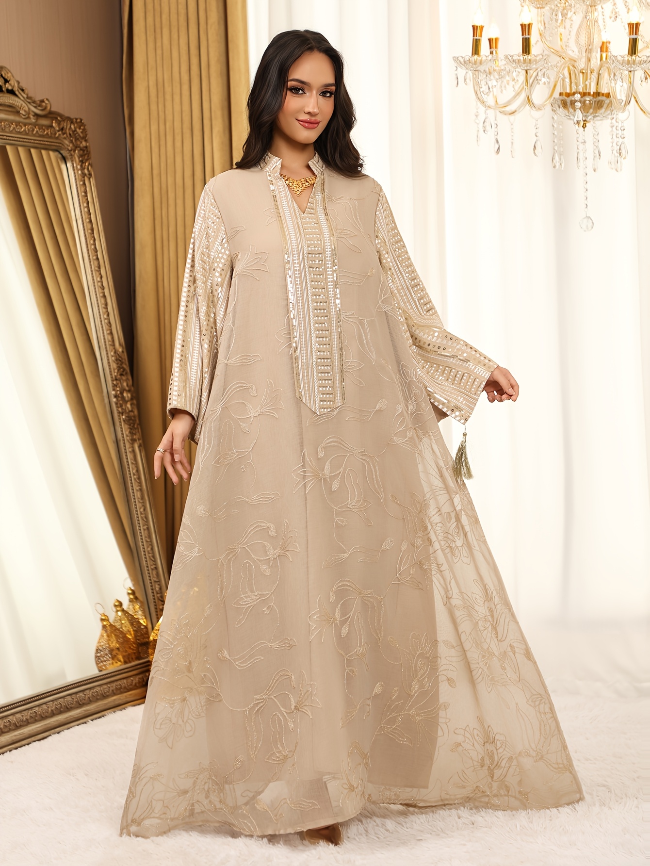 2025 autumn winter muslim abaya dress middle