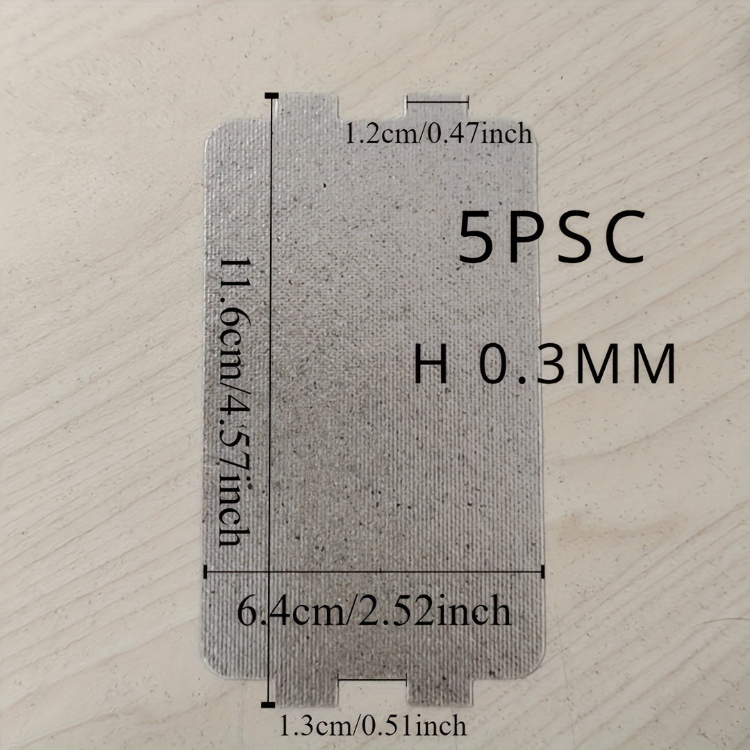 5pcs Microwave Oven Heat Shield Replacement Mica Sheet Size 116mm X 64mm X 0.3mm Pack Of 5pcs