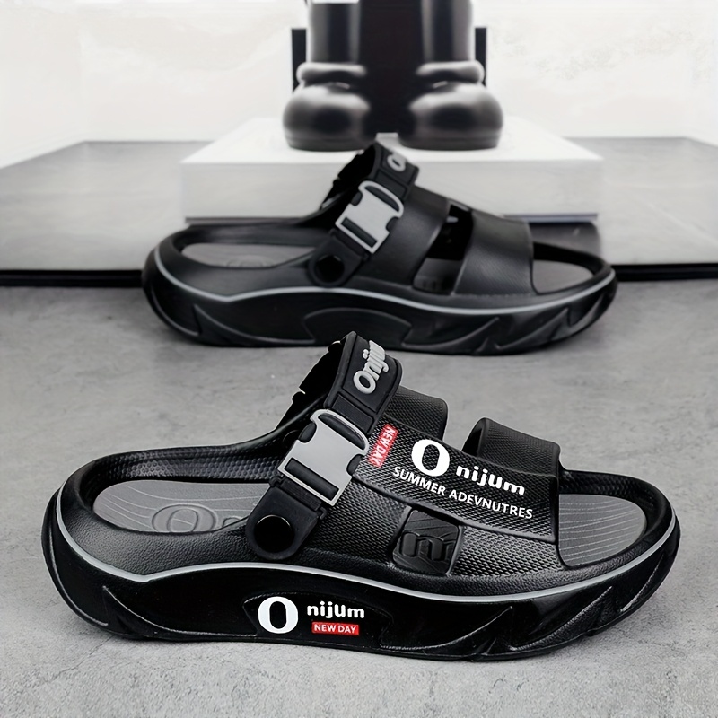 Image of 2025 Men's Summer Outdoor Slippers, Anti-slip, Odor-resistant, Sports & Casual Driving Sandals, Fashionable Beach Slides For Couples