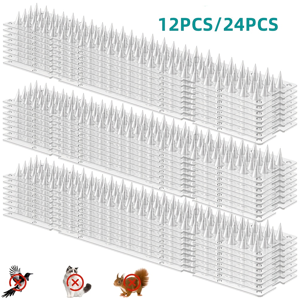 12 24pcs anti bird and cat repellent plastic transparent and   anti pigeon anti bird anti squirrel suitable for garden fences and  