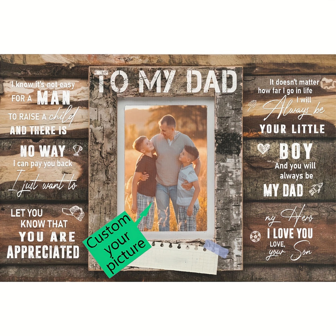 

1pc Custom Photo And Text, Gift For Dad, Canvas Wall Art 11.8inchx15.7inch