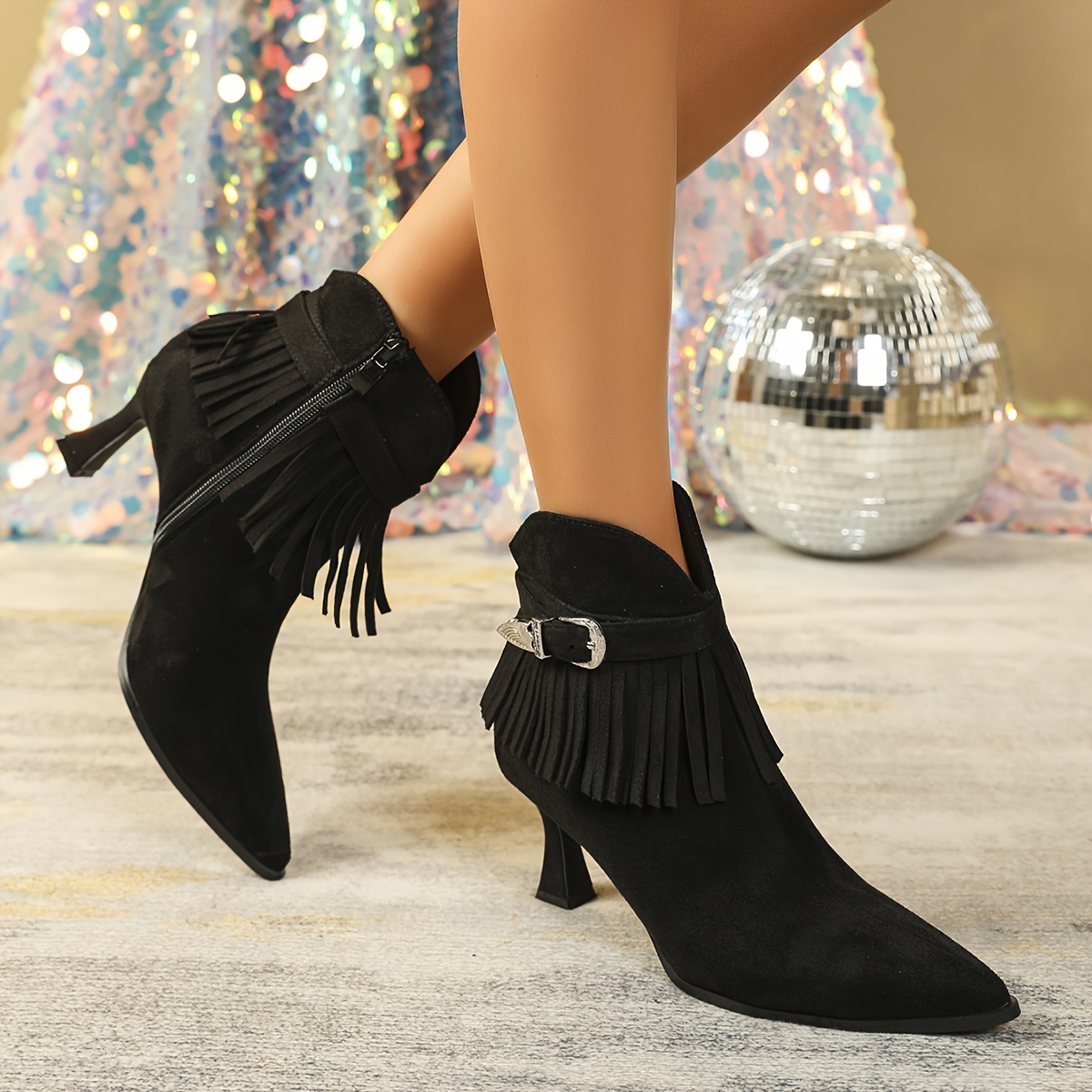 Con Tacon Fino Botines Negros Mujer Tacon Bajo Botines Negros