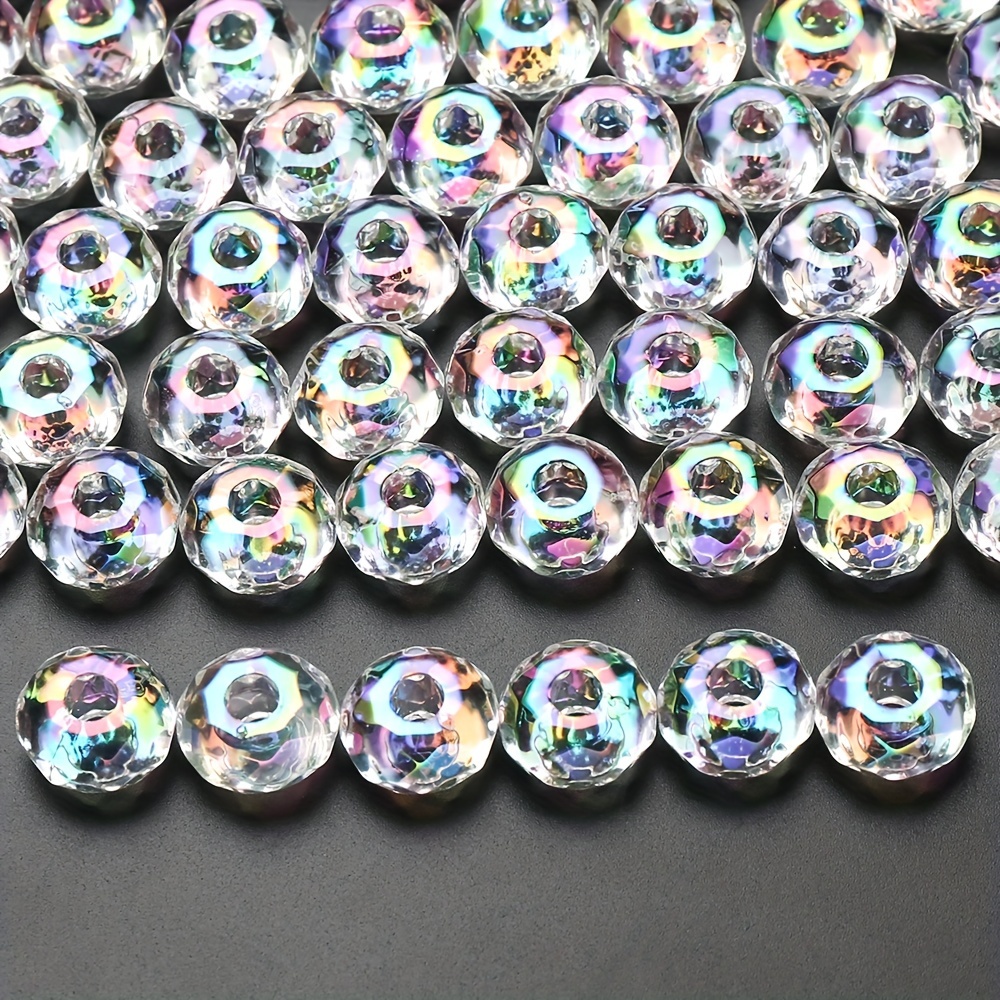 

100pcs Large Hole Beads Spacer Beads Rhinestone Craft Beads For Diy Charms Bracelet Jewelry Making