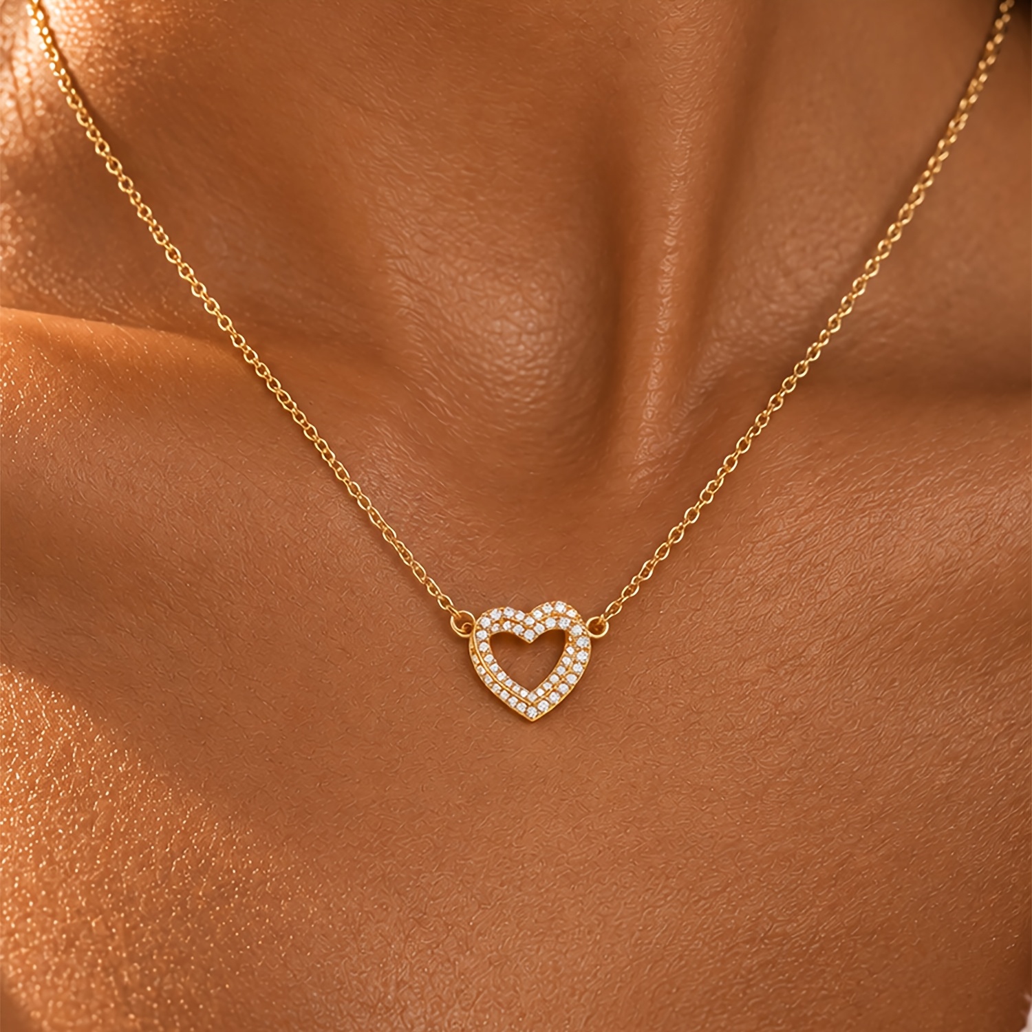 Light Luxury Double Heart Stainless Steel Pendant Necklace