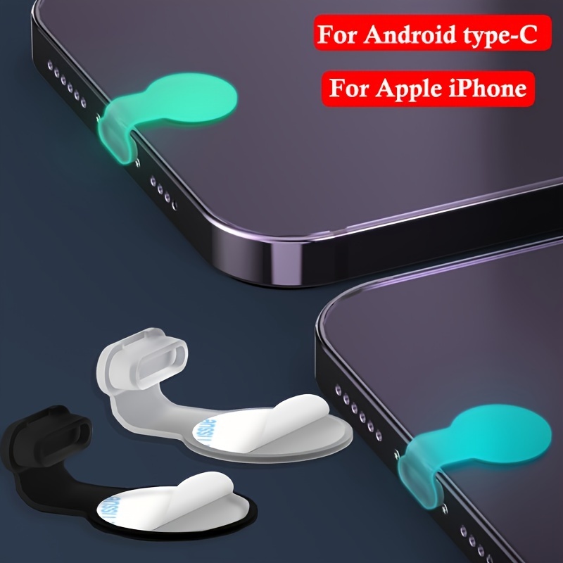 

Silicone Dust Plug Set For Iphone & , 5-pack, Glow In The Dark, Type-c & Lightning Caps, No Battery Required