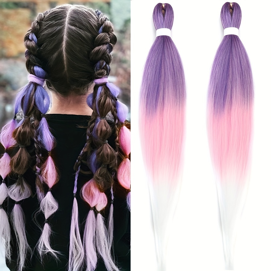 

Synthetic Pre Stretched Braiding Hair Pre Stretched Mix Black Purple Blue Prestretched Braiding Hair 26 Inch Colored Hair Extension For Braiding Crochet Hair Braids For Music Festival