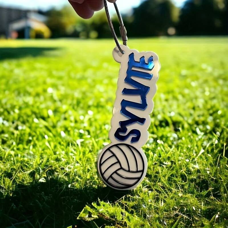 

1pc Custom Sports Ball Keychain With Personalized Name, Soccer/volleyball Keyring, Bag Charm, Unique Gift For Sports Enthusiasts, Perfect For Mother's Day, Father's Day, Valentine's Day