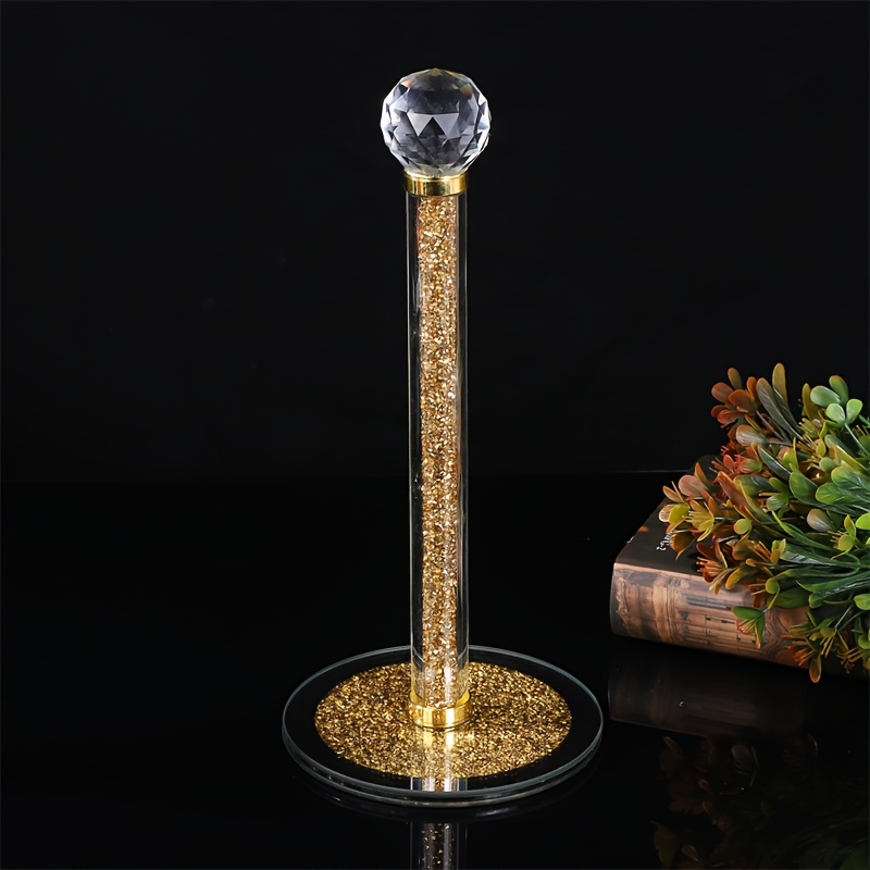 Image of 1pc Creative Tissue Box Holder Crystal Translucent Glass Storage Rack Home Standing Toilet Paper Rack Restaurant-crystal Glass Kitchen Tissue Holder Golden/pink/black Silvery