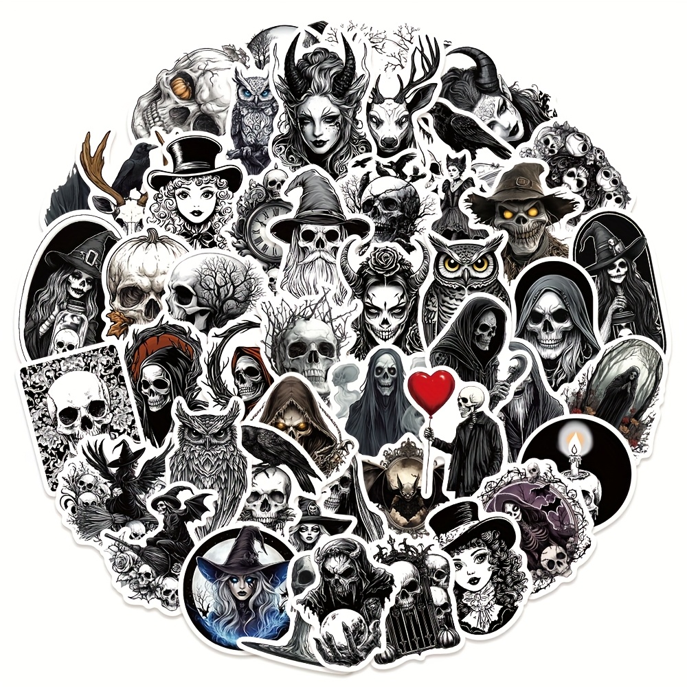 50pcs Vintage Stickers Decorate Phone Case Suitcase Skateboard Tablet Notebook Sealing Stickers Halloween Gift