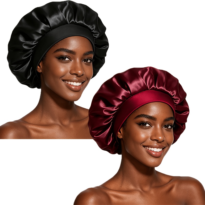TEMU 2pcs High-quality Satin Sleeping Hair With Brim, Unisex Style, And Skin-friendly Touch, Lightweight And . Fits Various Head Shapes, Suitable For