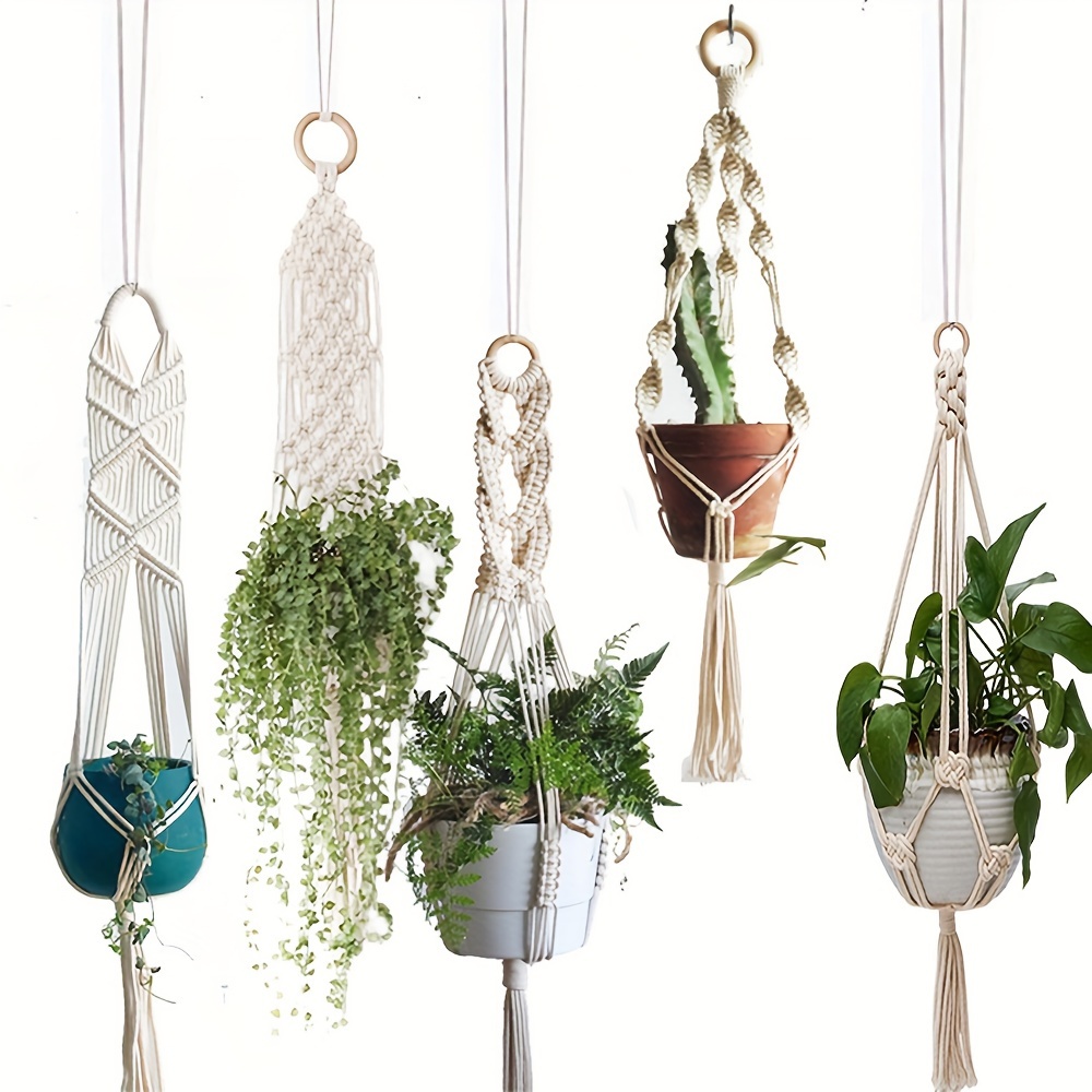 

Bohemian Handcrafted Macrame Plant Hanger - Indoor Round Pot Holder With Garden Tools & Lawn Care Accessories