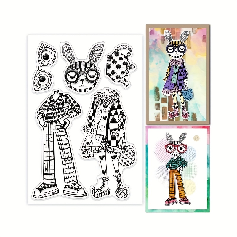 

1pc Rabbit Clear Silicone Stamp For Diy Scrapbooking, Card Making & Crafts - Pvc Material