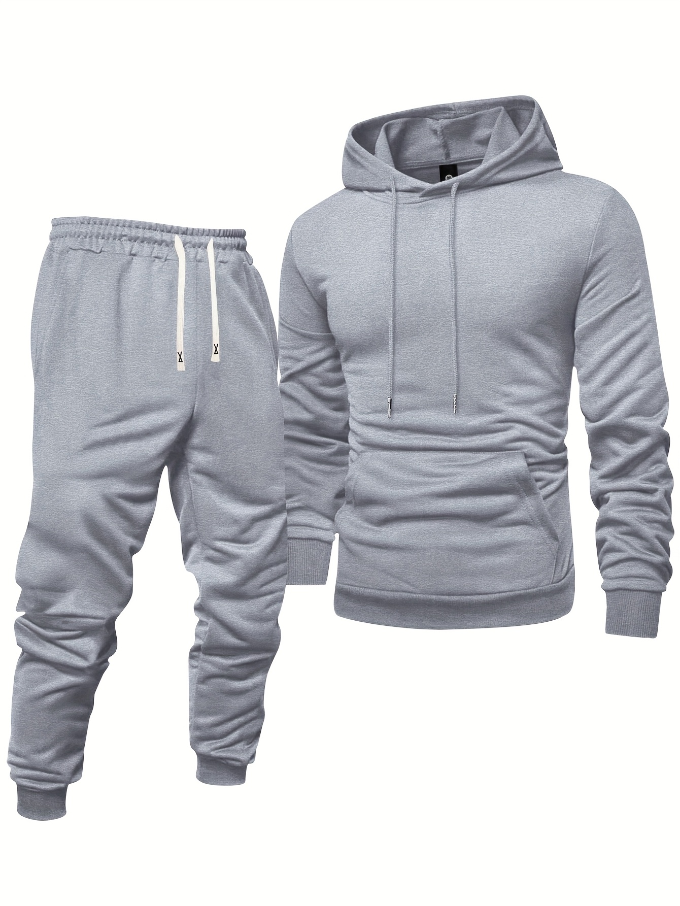 Ensemble de sport décontracté pour homme, 8 pièces : sweat-shirt à capuche + pantalon de survêtement, automne et printemps, couleur unie, pull uni, manches longues, capuche, cordon de serrage, taille élastique, pantalon côtelé à chevilles.