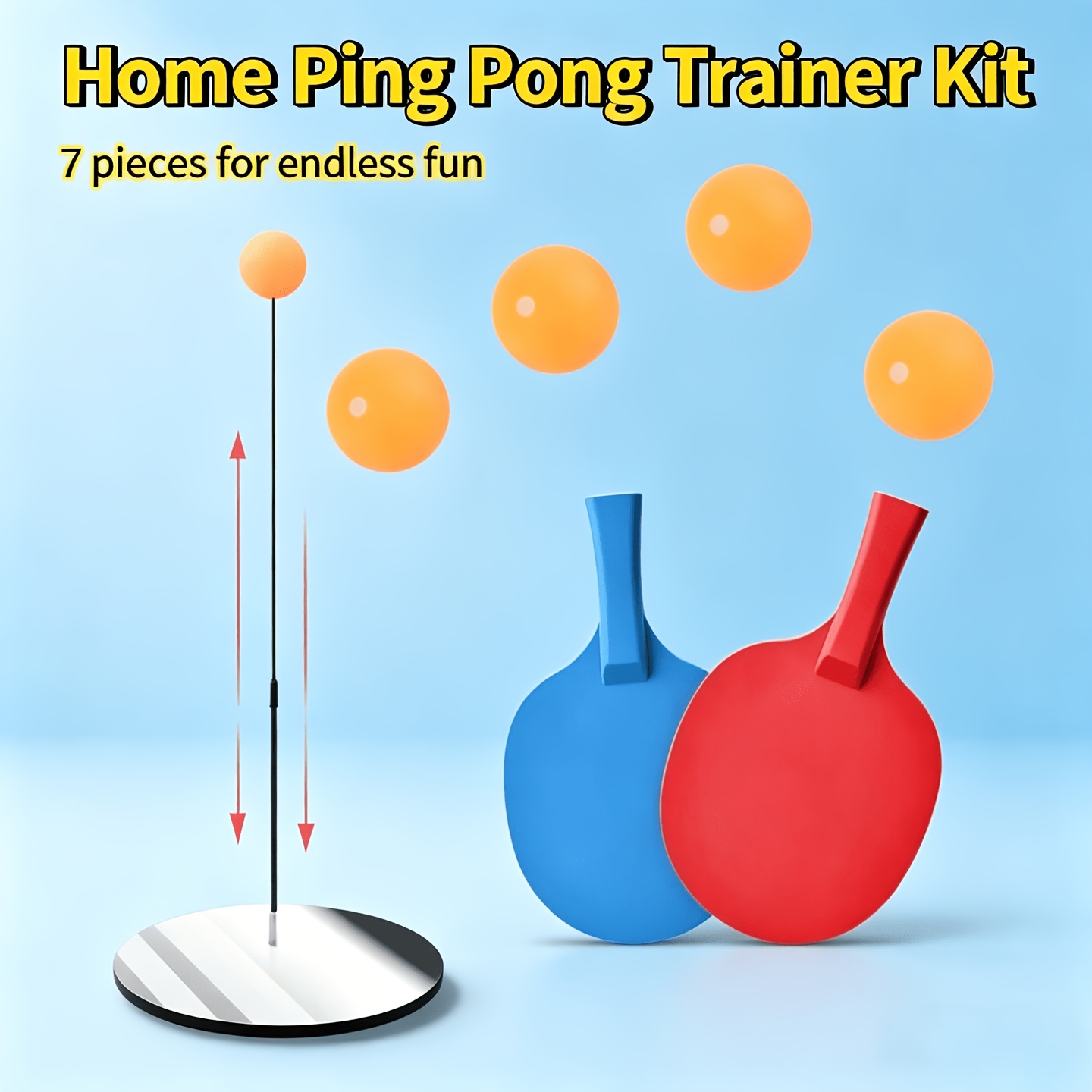 7pcs Adjustable Height Table Tennis Trainer Set