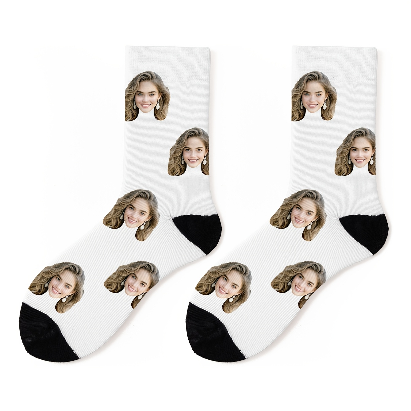 TEMU 1 Pair Of Custom Face Medium Tube Socks, Put Any Face On Socks, Personalized Socks With Photo, Funny Custom Picture Pair With Medium Socks,