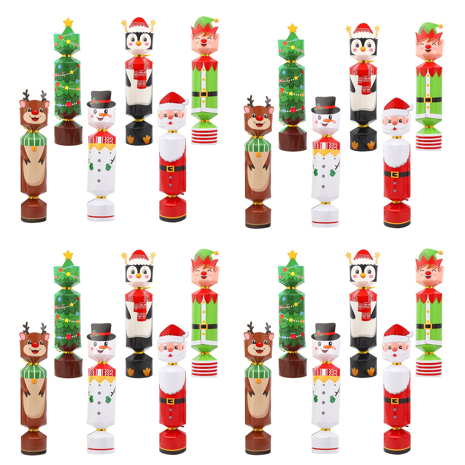 TEMU 24 Cajas de Regalo Navideñas con Diseños de Santa, y Árbol, Crackers de Navidad, Kit para Hacer Tus Propios Crackers Navideños, Crackers de