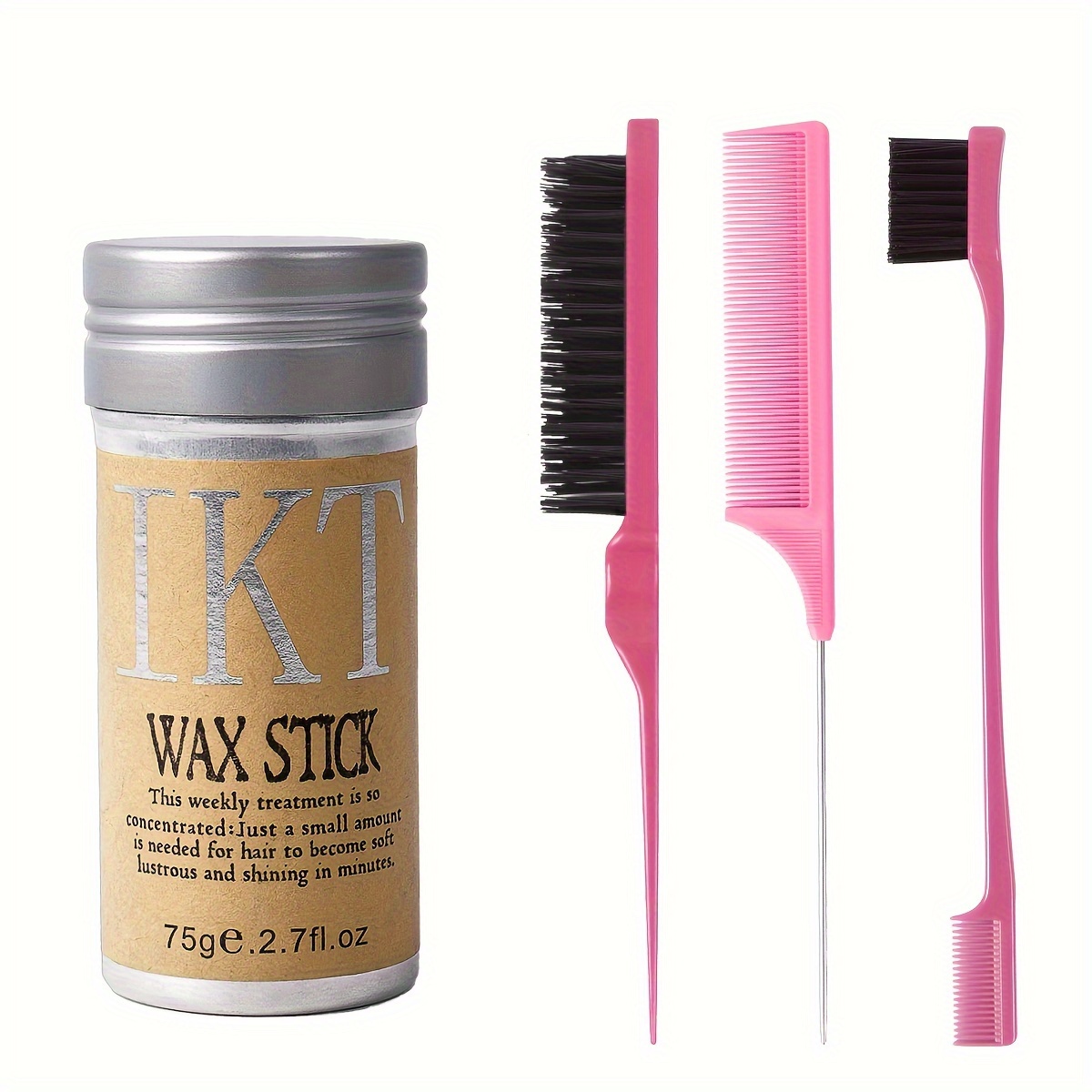 

4pcs/set Hair Wax Stick With Slick Back Hair Brushes, Hair Pomade Stick Long-lasting Styling Wax Stick With Hair Styling Combs For Hair & Wigs Flyaways Frizz Hair