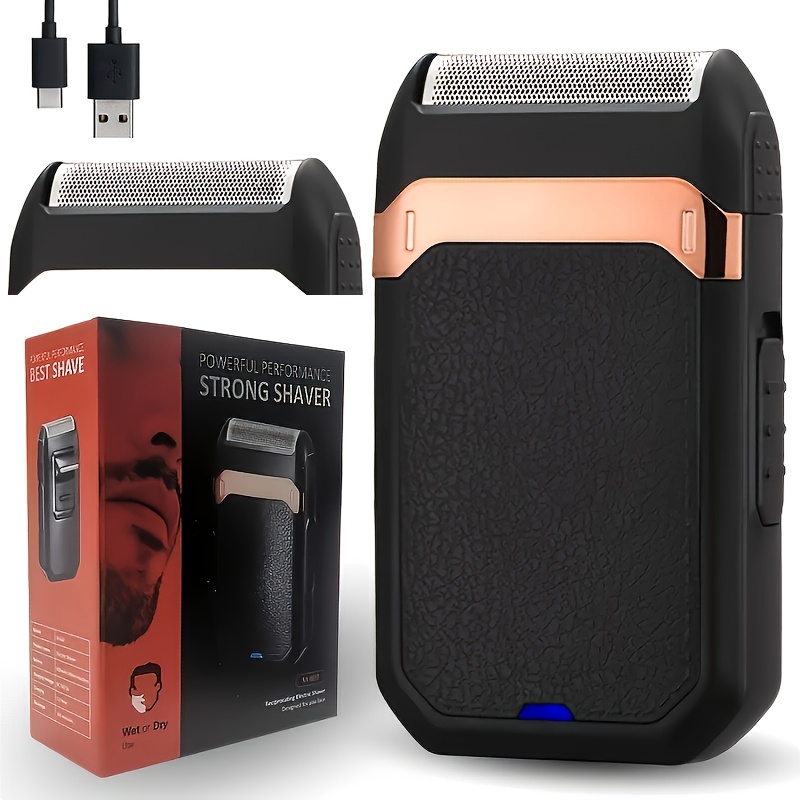 Image of Rechargeable Electric Foil Shaver, Shaving Reciprocating Mesh Shaver, Aluminum Foil Type Shaver For Outdoor Men's Shaving With Sideburns Knife, Type-c Charging Interface