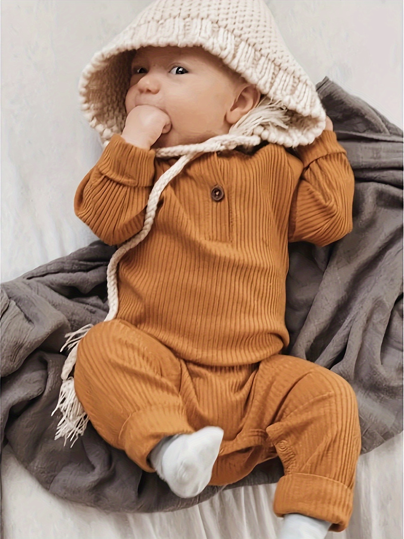baby boy girl pcs long sleeve solid color ribbed Temu