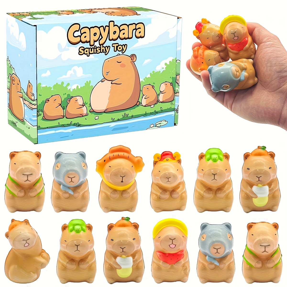 20 28pcs slow rising capybara   toys kawaii capybara animal squishies for   stuffers birthday gifts carnival classroom prize supplies halloween party favors gifs random style christmas