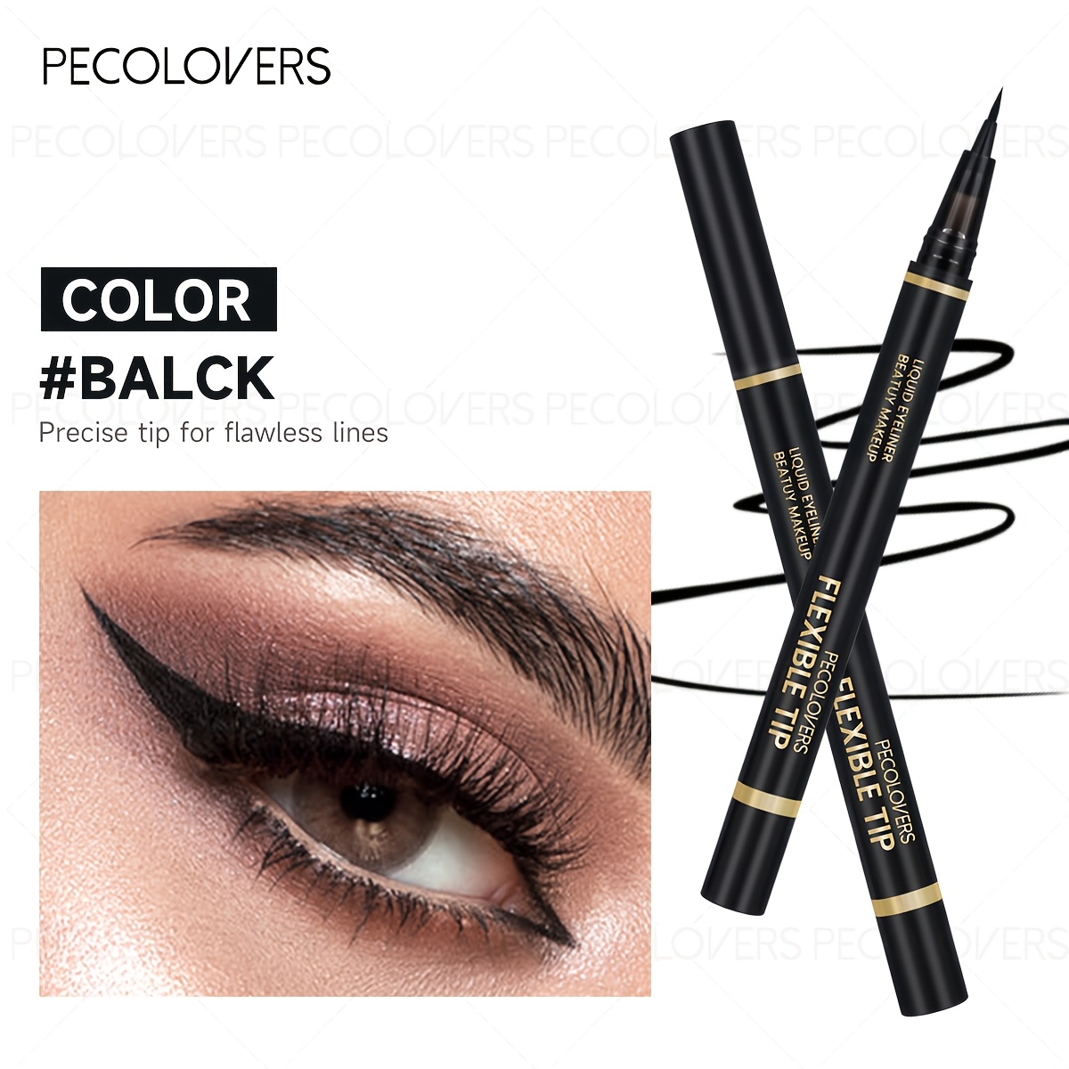 1pc Waterproof Eyeliner With Tip, Quick Drying, , 24-hour Wear, Smooth Application, Must-have Item, Perfect For Valentine's Day Gift